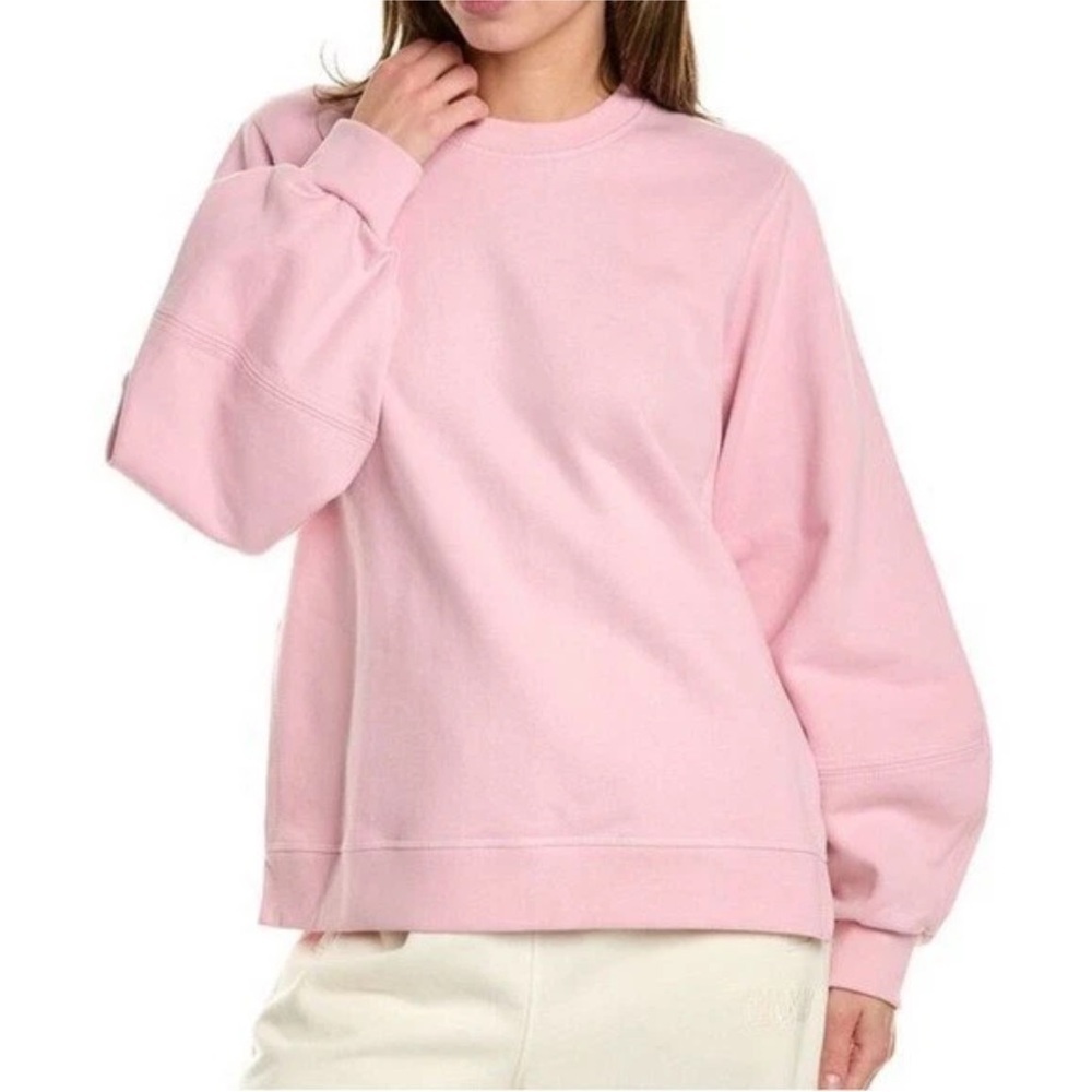 Ganni Software Puff Sleeve Sweet Lilac Rose Pink Sweatshirt Medium - Picture 2 of 10